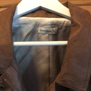 Susan graver polyester /mock  tan suede